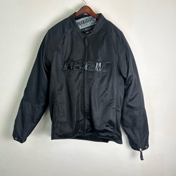 ICON Motorcycle Jacket Holigan Stealth Black Size 2XL Like New - Picture 3 of 14